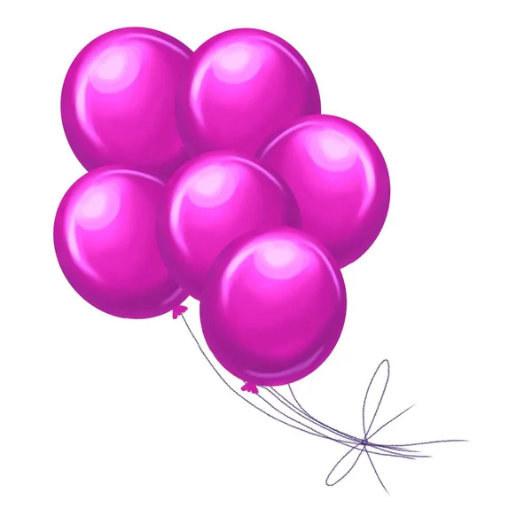Suluboya Balonu Pembe Balonların Gerçekçi Çizimi Yüksek Kaliteli Illüstrasyon — Stok fotoğraf