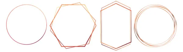 Σετ Όμορφο Λεπτό Χάλκινο Πλαίσιο Στρογγυλό Σχήμα Τετράγωνο Πενταγωνικό Και — Φωτογραφία Αρχείου
