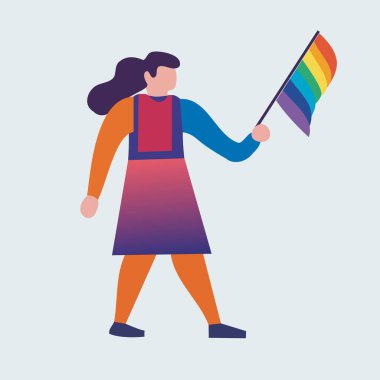 LGBT topluluğu. LGBTQ Onur Yürüyüşü. Eşcinsel ve lezbiyen karakteri. Bir insan karakterinin vektör illüstrasyonu. Vektör illüstrasyonu