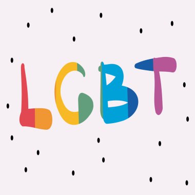 LGBTQ ifadesi. Gökkuşağı renkli metin. Onur Geçidi 'nin vektör illüstrasyonu. LGBT topluluğu. Vektör illüstrasyonu