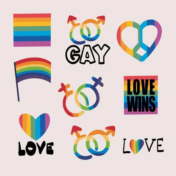 Zestaw Parad Lgbtq Pride Wektorowa Ilustracja Parady Gejów Grupa Ludzi — Wektor stockowy