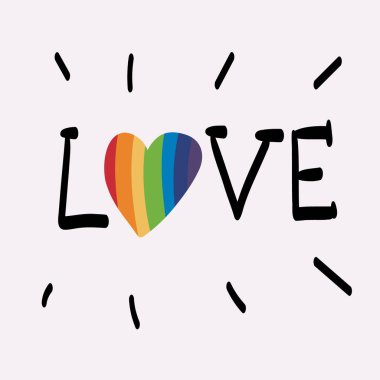 Aşk aşktır. Aşk her zaman kazanır. Onur Geçidi 'nin vektör illüstrasyonu. LGBT topluluğu. Vektör illüstrasyonu