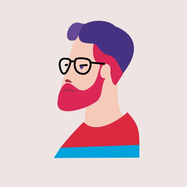Helle Vektorillustration Eines Mannes Mit Bart Und Brille Vektorillustration — Stockvektor
