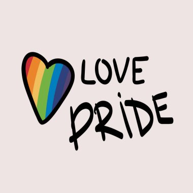 Gurur günü. Gurur mesajlarına bayılırım. gökkuşağı rengi LGBTQ vektör harfleri. Vektör illüstrasyonu