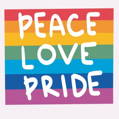 Gurur günü. Gurur mesajlarına bayılırım. gökkuşağı rengi LGBTQ vektör harfleri. Vektör illüstrasyonu