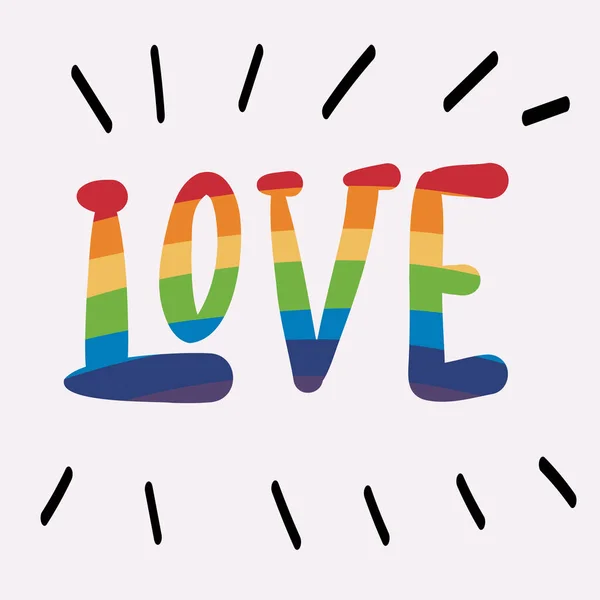 Amor Amor Amor Ganha Sempre Ilustração Vetorial Parada Orgulho Comunidade — Vetor de Stock
