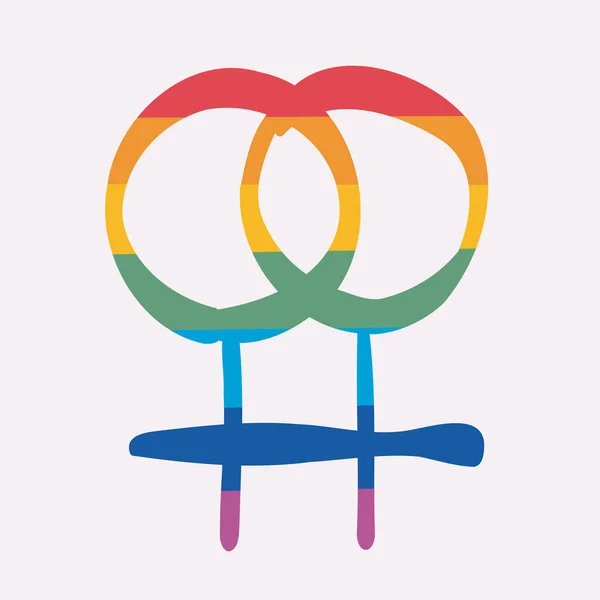 Lesbisk Symbolik Hbtq Gemenskapen Regnbågsflaggan Vektor Illustration Pride Paraden Vektorillustration — Stock vektor