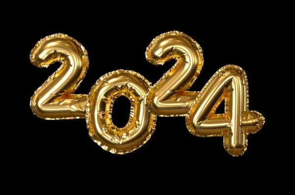 2024 Yeni Yıl Resimleme 2024 Siyah Zemin Altın Rakamlar Yüksek — Stok fotoğraf