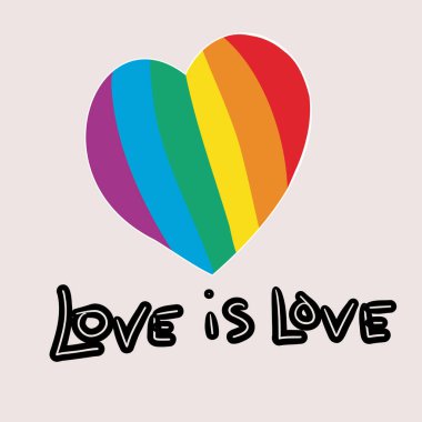 Aşk aşktır. Aşk her zaman kazanır. Onur Geçidi 'nin vektör illüstrasyonu. LGBT topluluğu. Vektör illüstrasyonu