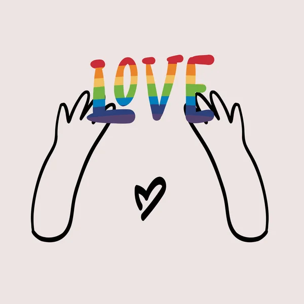 Pride Day Love Pride Text Rainbow Color Lgbtq Vector Lettering — Stock Vector