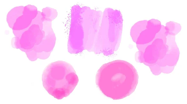 Set Watercolor Colored Spots Pink Water Spots White Background High — Stock Photo, Image