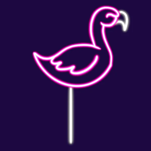 Rózsaszín Flamingó Ragyogó Asztali Ikon Rózsaszín Flamingó Neon Matrica Neon — Stock Fotó