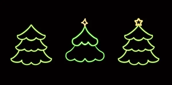 Set Green Christmas Tree Star Glowing Desktop Icon Christmas Tree — Stock Photo, Image