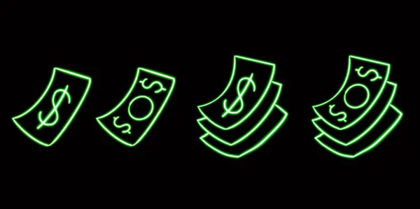 Sedel Dollar Tecken Symbol Glödande Skrivbordsikon Neon Klistermärke Pengar Tecken — Stockfoto