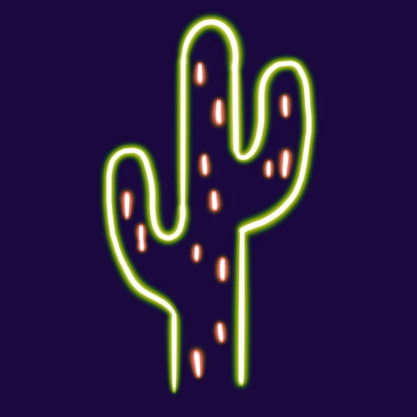 Neonkaktus Glödande Skrivbordsikon Kaktus Neonklistermärke Neonfigur Glödande Figur Neongeometriska Figurer — Stockfoto