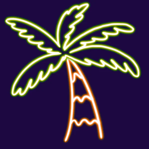 Palm Träd Glödande Skrivbordsikon Palm Träd Neon Klistermärke Neon Figur — Stockfoto