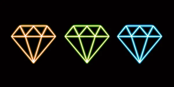 Neon Lysande Diamant Symbol Glödande Skrivbordsikon Neon Klistermärke Neon Figur — Stockfoto