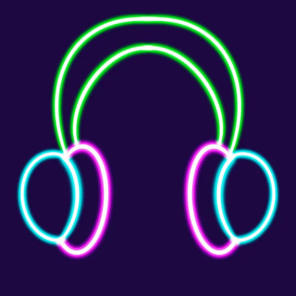 Neon Headphones Glowing Desktop Icon Gamer Neon Sticker Musician Neon — Stock Photo, Image