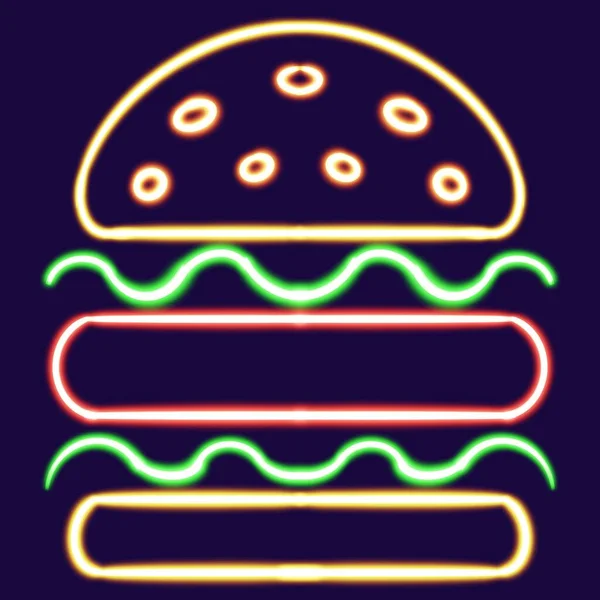 Hamburger Parlayan Masaüstü Ikonu Burger Neon Etiketi Neon Figür Parıldayan — Stok fotoğraf