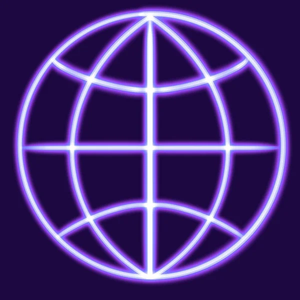Internet Web Glühende Desktop Symbol Globus Neon Aufkleber Neon Figur — Stockfoto