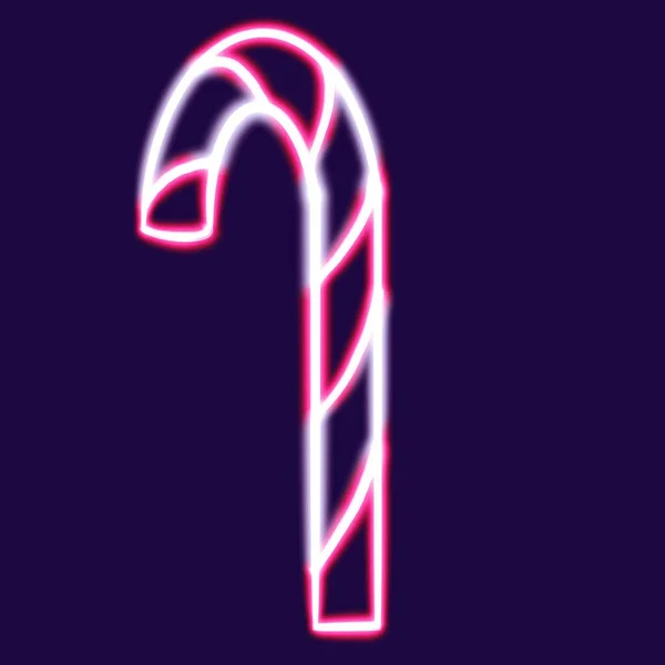 Parlayan Masaüstü Ikonu Noel Lolipopu Neon Çıkartması Neon Figür Parıldayan — Stok fotoğraf