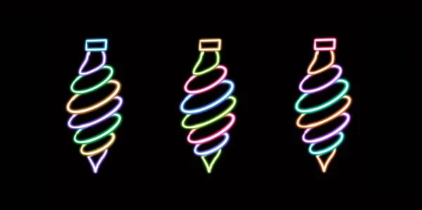 デスクトップアイコン クリスマスツリーボールネオンステッカー ネオンフィギュア 輝く図 ネオン幾何学的な数字を輝かせるクリスマスツリーのおもちゃ 高品質のイラスト — ストック写真