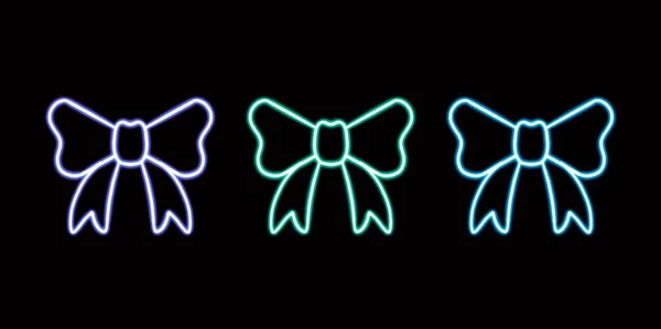 Neon Bow Set Illustration Parlayan Masaüstü Simgesi Neon Etiket Neon — Stok fotoğraf