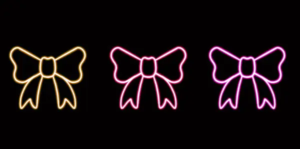 Neon Bow Set Ilustracja Świecąca Ikona Pulpitu Neonowa Naklejka Neonowa — Zdjęcie stockowe