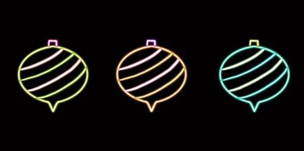 Weihnachtsbaum Spielzeug Glühende Desktop Ikone Weihnachtsbaumkugel Neon Aufkleber Neon Figur — Stockfoto