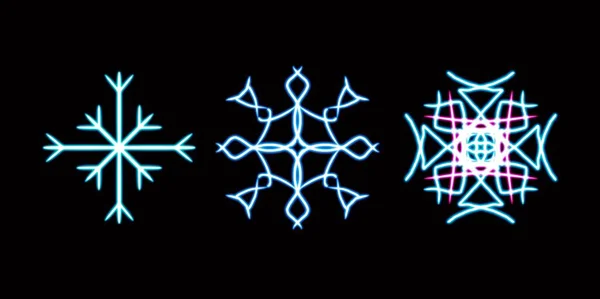 Kar Tanesi Parlayan Masaüstü Simgesi Neon Etiket Neon Figür Parıldayan — Stok fotoğraf