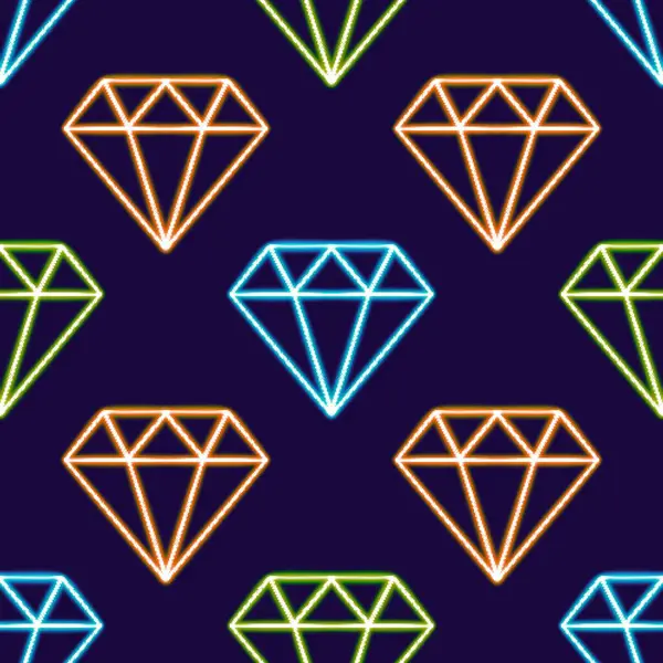 Jiskřivé Diamantové Vzory Zářící Ikona Plochy Neonová Nálepka Neonová Postava — Stock fotografie