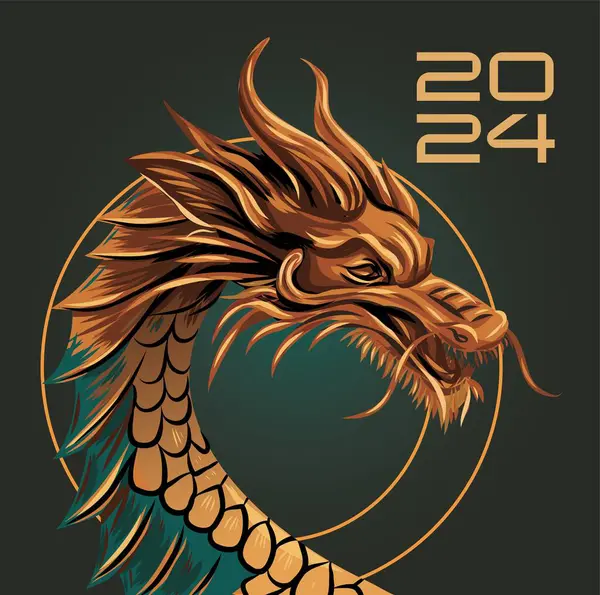 Векторный Золотой Дракон Набор Символов Китайского Нового Года Дракон Золотое — стоковый вектор