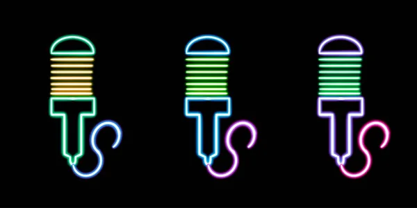 Microfono Neon Icona Del Desktop Incandescente Adesivo Podcast Neon Figura — Foto Stock