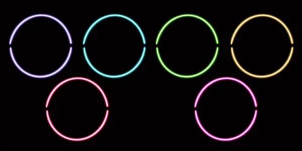 Parlayan Daire Masaüstü Simgesi Neon Çerçeve Etiketi Neon Figür Parıldayan — Stok fotoğraf