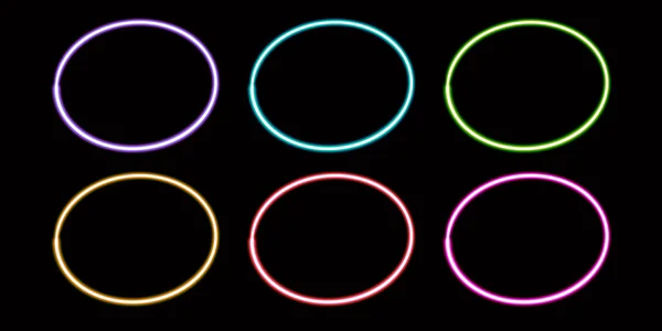 Gloeiende Cirkel Desktop Icoon Neon Frame Sticker Neon Figuur Gloeiende — Stockfoto