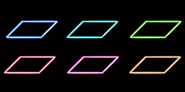Set Geometrische Parallellogram Gloeiende Desktop Icoon Neon Sticker Neon Geometrische — Stockfoto