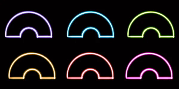 Set Geometrische Halve Cirkel Gloeiende Desktop Icoon Neon Geometrische Halve — Stockfoto