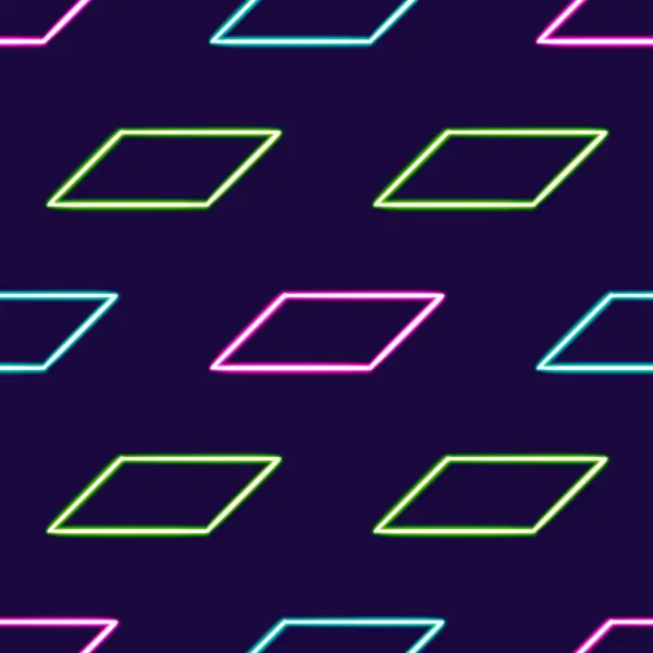 seamless pattern geometric parallelogram glowing desktop icon, neon sticker, neon geometric parallelogram figure, glowing figure, neon geometrical figures . High quality illustration