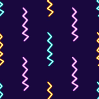 Kusursuz desen parlayan çizgili masaüstü simgesi, neon kurdele etiketi, neon figür, parıldayan figür, neon geometrik şekiller. Yüksek kaliteli illüstrasyon