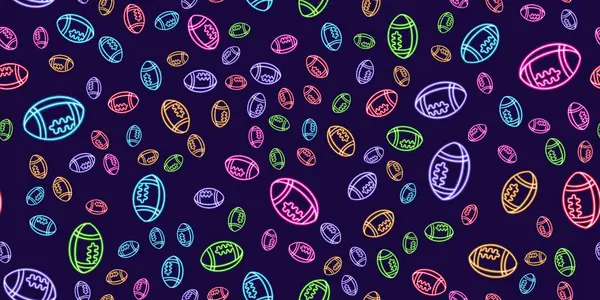 Naadloos Patroon American Football Bal Figuur Gloeiende Desktop Icoon Neon — Stockfoto