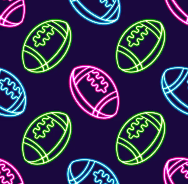Naadloos Patroon American Football Bal Figuur Gloeiende Desktop Icoon Neon — Stockfoto