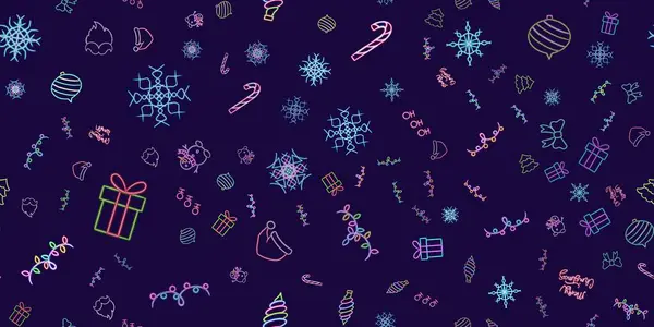 Neon Christmas Seamless Pattern Glowing Santas Beard Illustration Bright Festive — Stock Photo, Image
