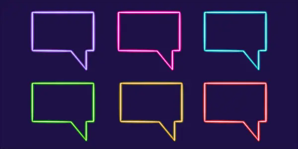 Ställ Dialogrutan Moln Glödande Skrivbordsikon Neon Dialog Moln Klistermärke Neon — Stockfoto