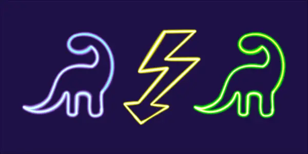 Neon Dino Glowing Desktop Icon Neon Dinosaur Sticker Neon Figure — Stock Photo, Image