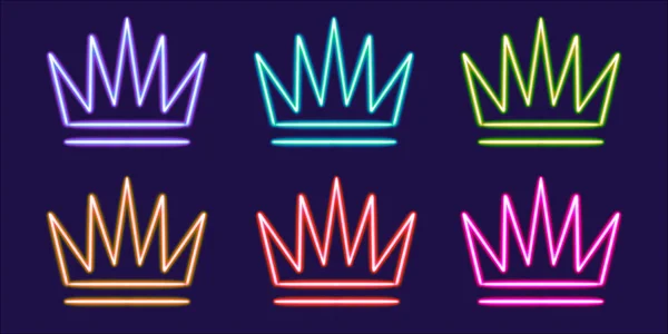 Neon Crown Set Vorhanden Leuchtende Desktop Symbol Neon Aufkleber Neon — Stockfoto