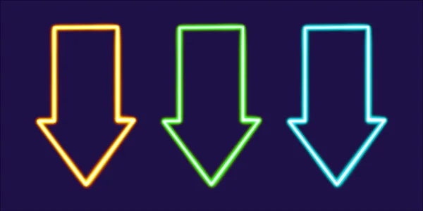 Ustaw Liczbę Znaków Strzałek Kierunek Świecący Ikona Pulpitu Neon Naklejki — Zdjęcie stockowe