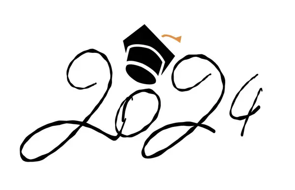 Klass 2024 Handskriven Typografi Utbildning Studenter 2024 Klass Vektor Vektorillustration — Stock vektor