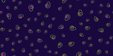 Masaüstü simgesi parlayan kusursuz desenli avokado, neon avokado çıkartması, neon figür, parıldayan figür, neon geometrik şekiller. Yüksek kaliteli illüstrasyon