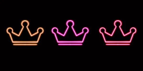 Neon Crown Set Vorhanden Leuchtende Desktop Symbol Neon Aufkleber Neon — Stockfoto