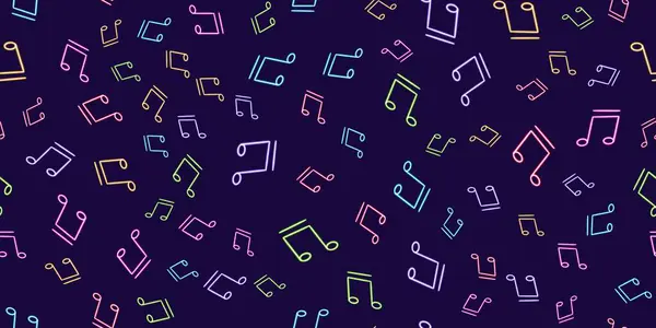 Sömlösa Mönsteranteckningar Ljud Musik Glödande Skrivbordsikon Neon Klistermärke Neon Anteckningar — Stockfoto
